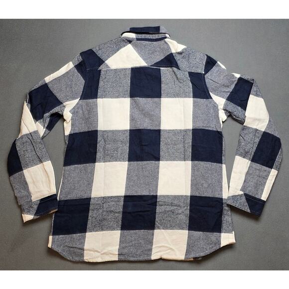 Natural Reflections Womens Large Soft Flannel Shirt Blue White Plaid - Picture 6 of 6